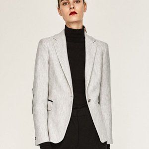 ZARA GREY BLAZER ELBOW PATCHES